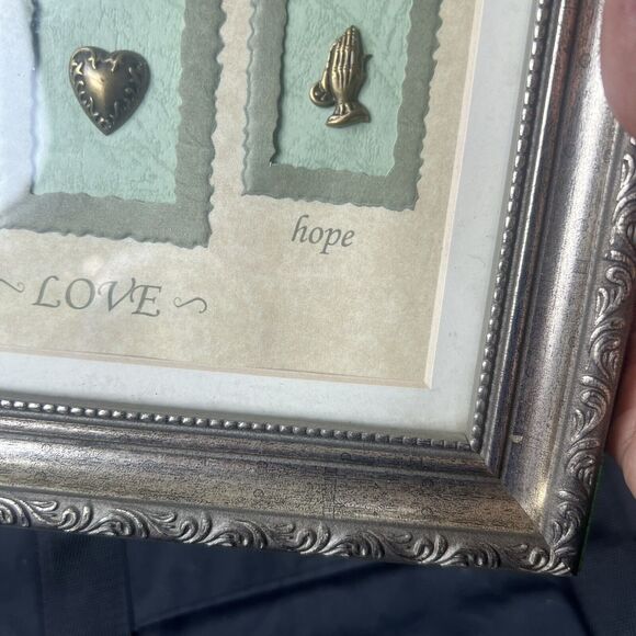 Faith Love Hope Picture Art Frame Home Decor 7X9 Pewter Religious - Picture 6 of 6